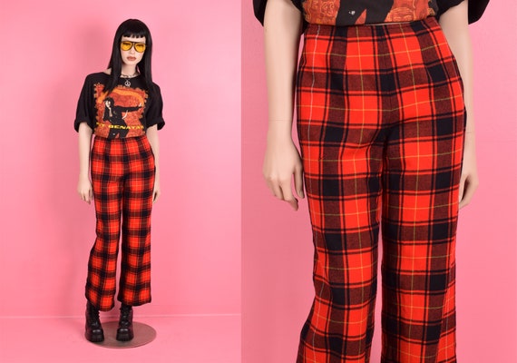 70s Pendleton Plaid Wool High Waisted Trousers/ S… - image 1