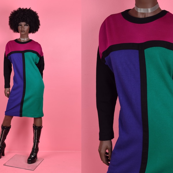 color block knit dress main image 0
