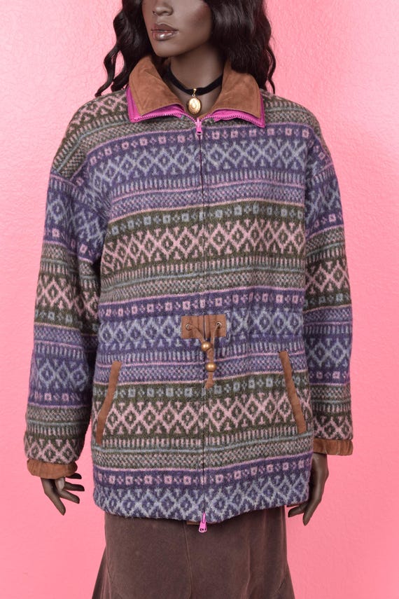 Vintage 90s Reversible Solid and Striped Jacket/ … - image 2