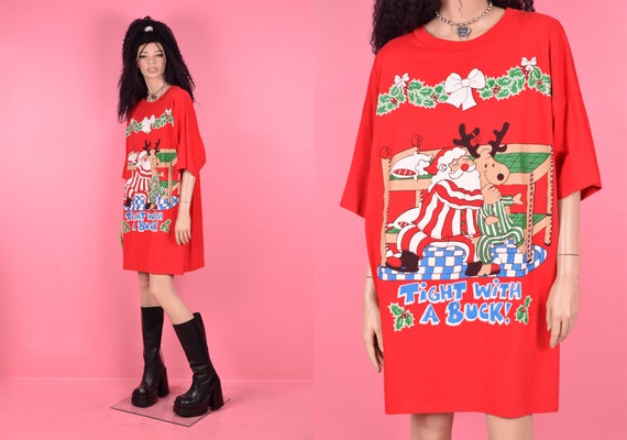 80s 90s Santa Tshirt/ Unisex XXL/ 1980s/ 1990s - image 1