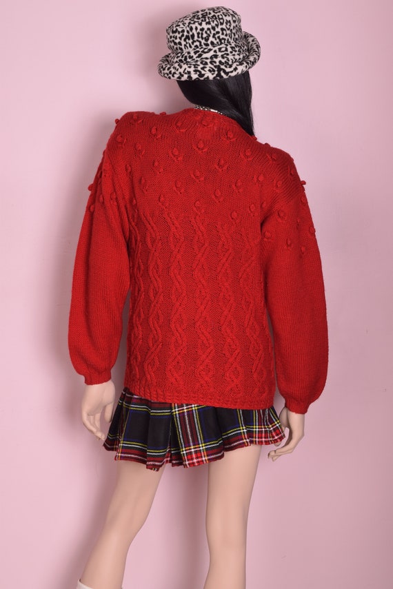 80s Red Wool Cardigan Sweater/ Small/ 1980s - image 2