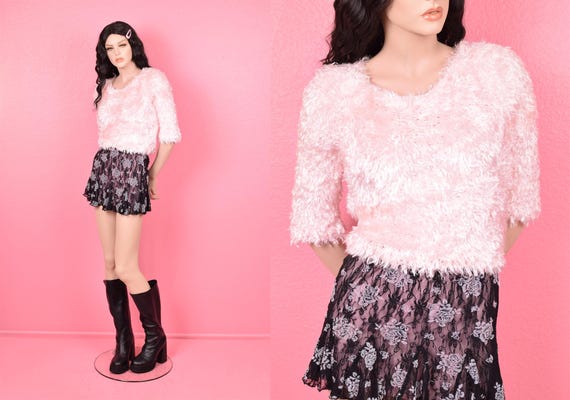 1980〜1990 90's low gauge pink hand knit 【公式通販】