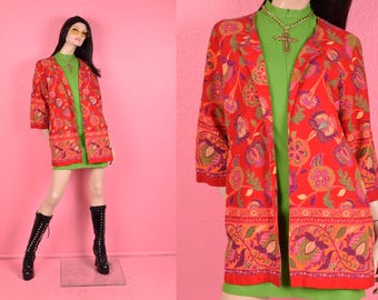 Vintage 90s Floral Print Jacket/ Medium/ 1990s