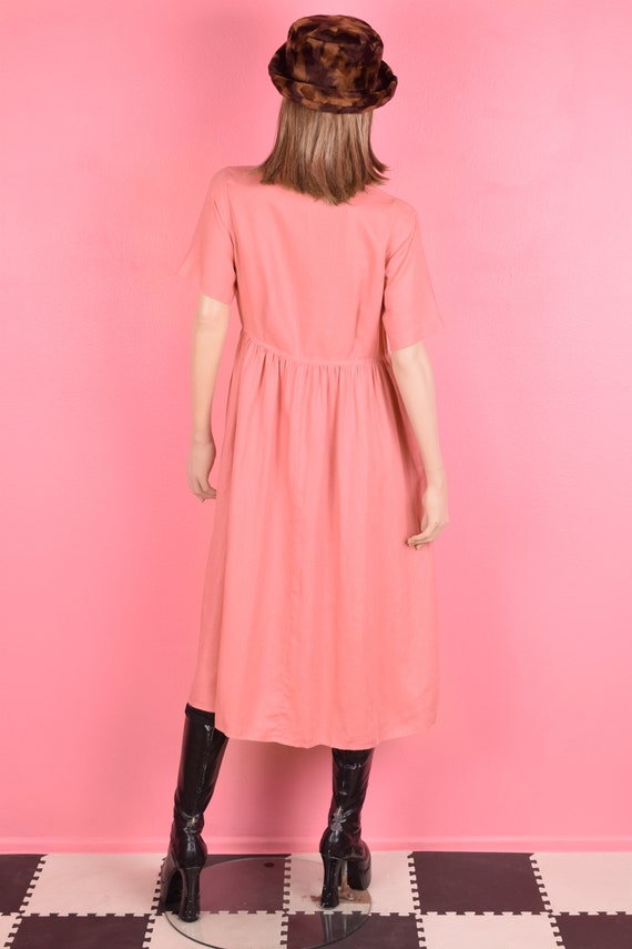90s Pink Linen Button Down Dress/ Medium/ 1990s - image 2