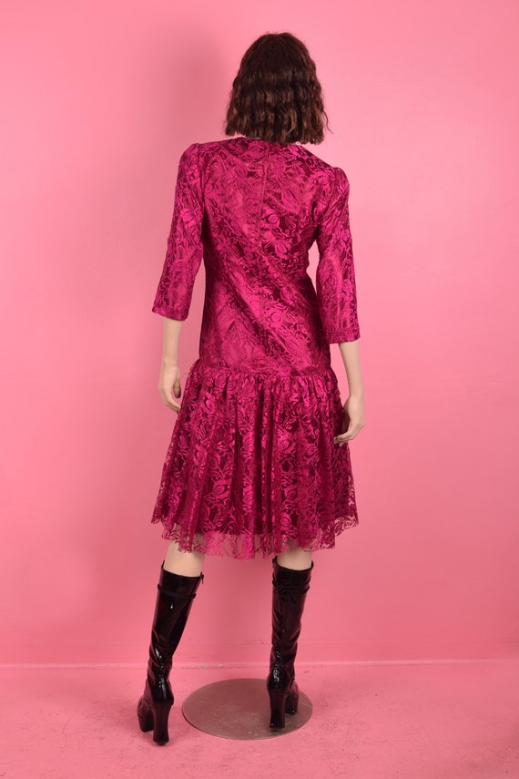 80s Floral Lace Party Dress/ Medium/ 1980s - image 2