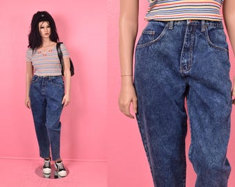 Vaqueros de cintura alta lavados a la piedra de stock muerto vintage de los años 80/ Talla 13 de EE. UU./ Años 80/ Mezclilla/ Pantalones