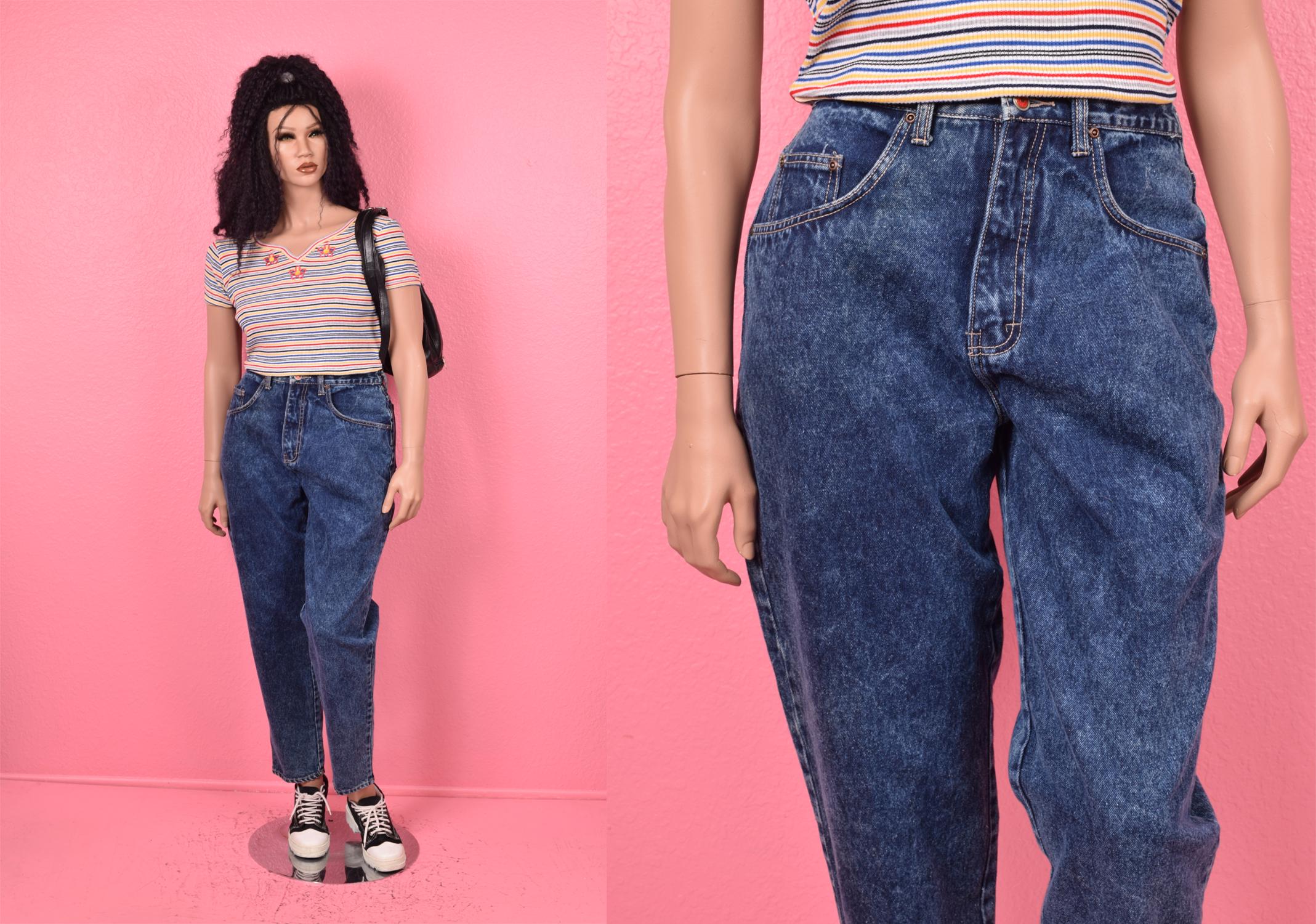 Vintage 80s Deadstock Stone Wash High Waisted Jeans/ US 13