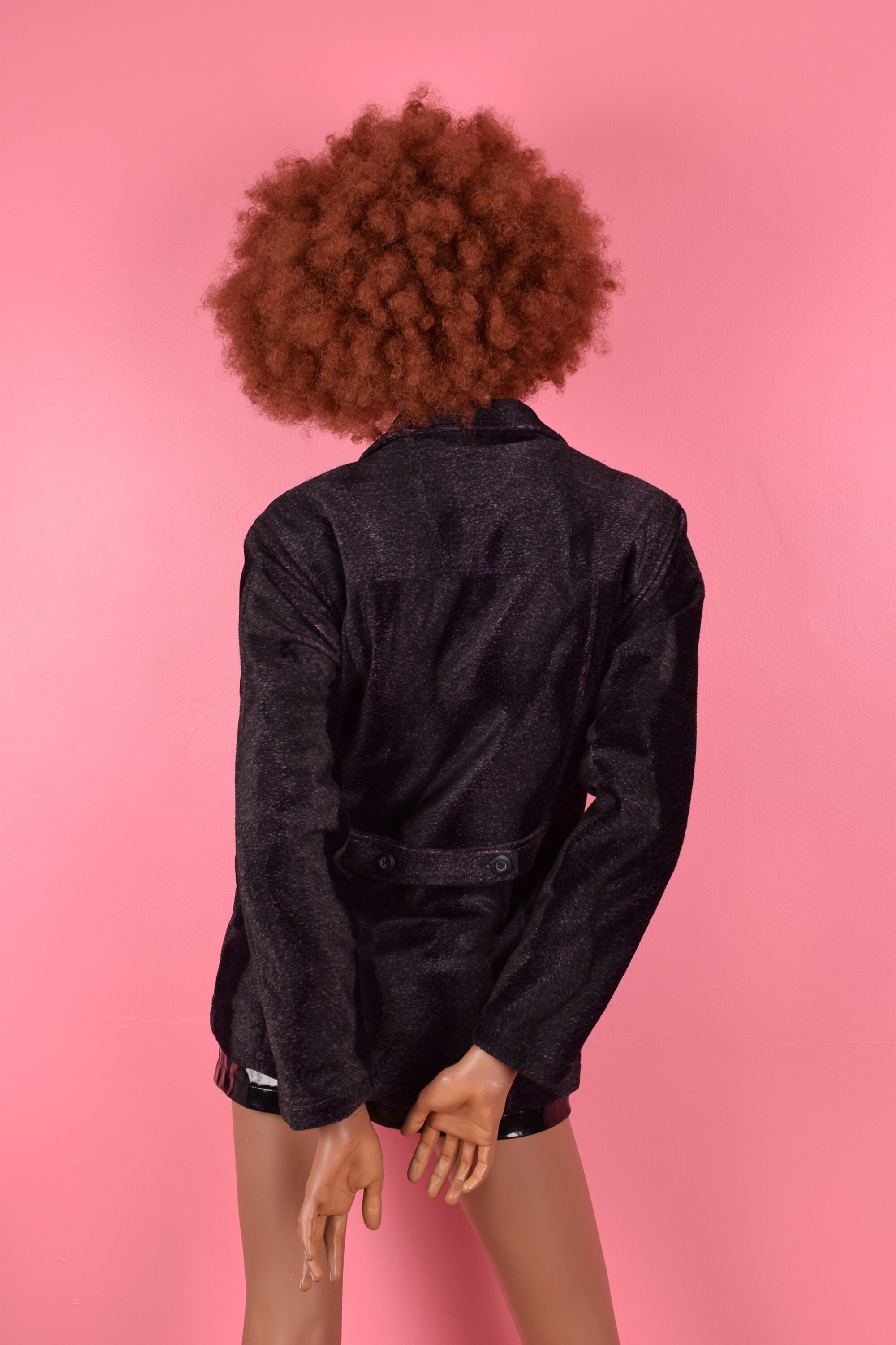 Vintage 90s 00s Purple and Black Fuzzy Printed Jacket