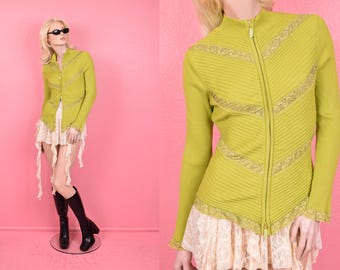 Vintage Y2K 2000s Double Zip up Jacket With Knitted Sleeves. - Etsy