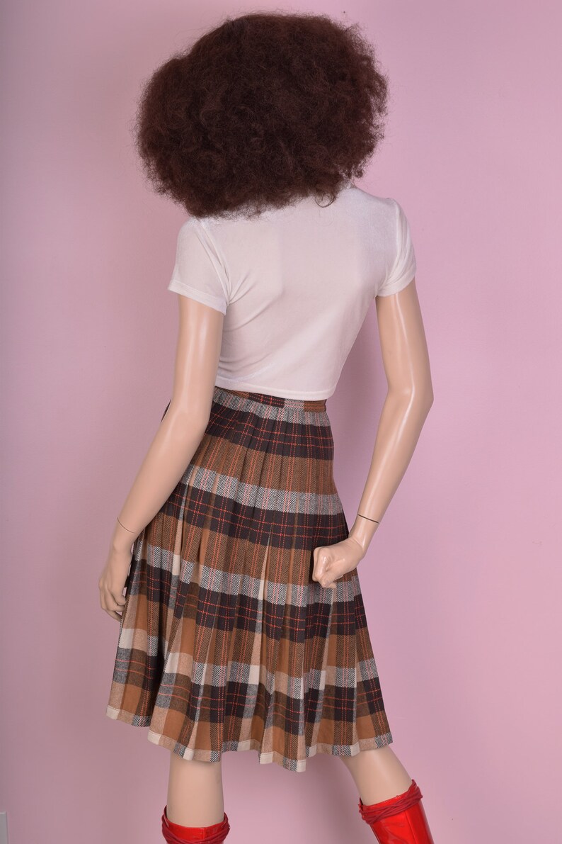 70s Reversible Plaid Skirt 25.5 Waist 1970s Pleated High Waisted