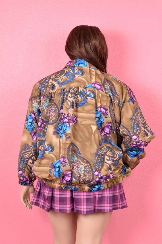 Vintage 80s Floral and Paisley Bomber Jacket/ XXL-XXXL/ 1980s