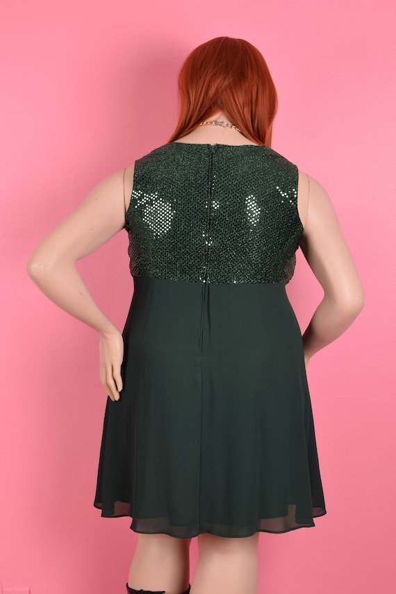 90s Green Faux Sequin Dress/ XL/ 1990s/ Tank/ Sle… - image 2