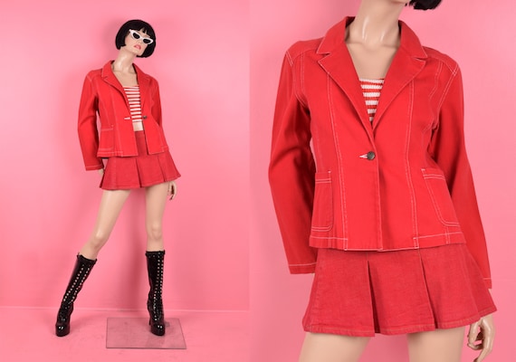 Jeans Roter Levis Pulli Damen Rote Jeans Jacke Vintage 90er Jahre