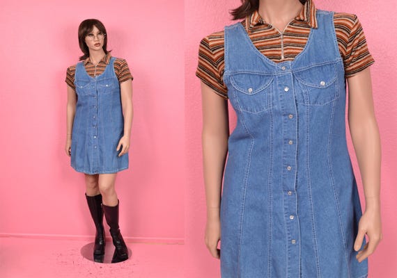 Vintage 90s Denim Button Down Dress/ Large/ 1990s/ Tank/ Sleeveless - Etsy  Israel