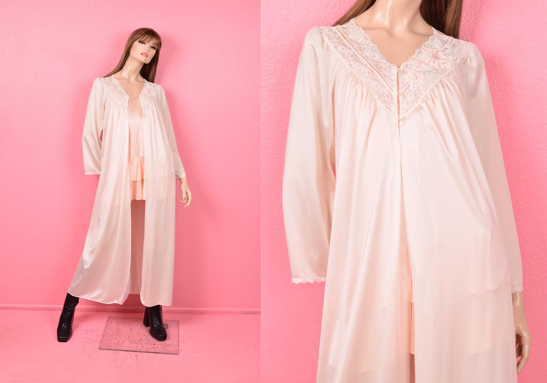 Vintage 80s Floral Lace Trim Robe/ Small/ 1980s - Etsy