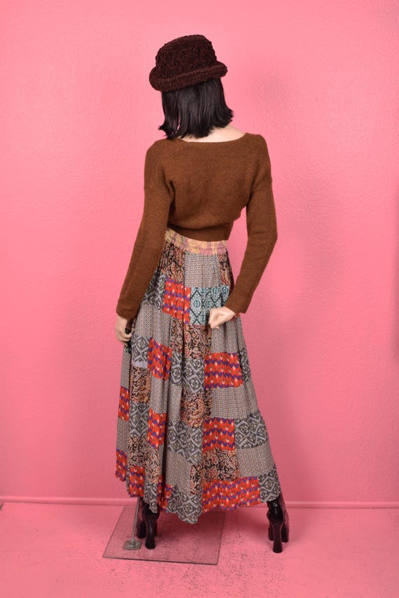 Vintage 90s Multi Pattern Patchwork Skirt/ One Si… - image 2