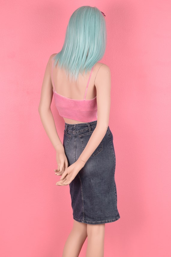 90s Y2K Stretch Denim Skirt/ Small - image 2