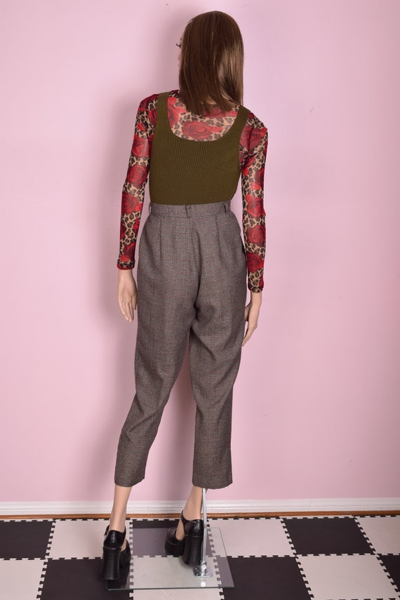 80s Multi Color Plaid High Waisted Trousers/ Medi… - image 2