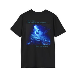 Scuba Diver Cavern Photo T-Shirt | Dive Flag Chest Patch, Ocean Exploration Back Print