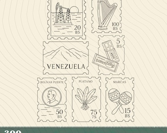 Venezuelan Stamps PNG Clipart, South American Icons (Digital Download)