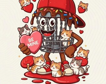 Valentine Disc Golf Cats PNG, Funny Gift (Digital Download)