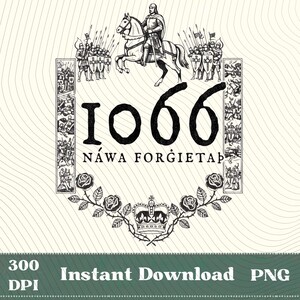 1066 Glöm aldrig PNG, medeltida historia design, normandisk erövring, fornengelsk slaget vid Hastings ikon utskrivbar, vikingasaxisk grafik PNG