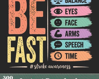 Vintage Stroke Awareness BE Fast Healthcare Worker Supporter PNG,Stroke Survivor Gift, Medical Awareness design,Neuro ICU nurses Women png