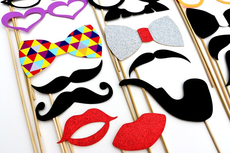 Wedding Photo Booth Party Props 20 Piece Party Favor Photobooth Props Set Birthday image 3