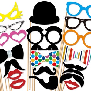 Photo Booth Party - 20 Piece Photobooth Props Set - Wedding PhotoBooth Props - Birthday