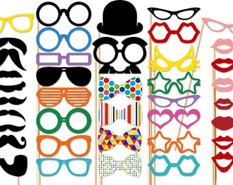 Photo Booth Props - Best Wedding 40 Piece Photo Props set - Photobooth Party Props