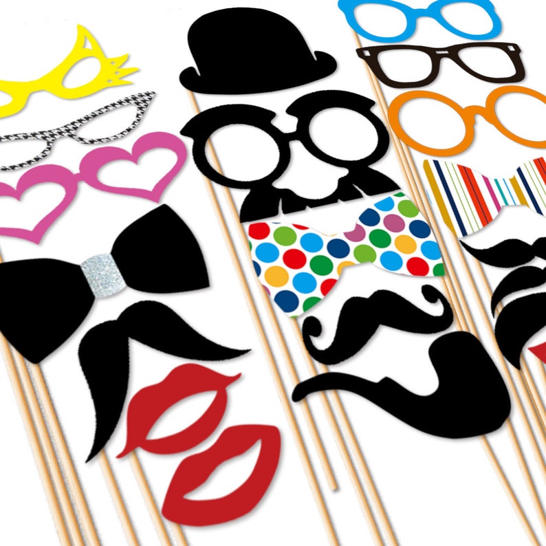 Photo Booth Party - 20 Piece Photobooth Props Set - Wedding Photobooth ...