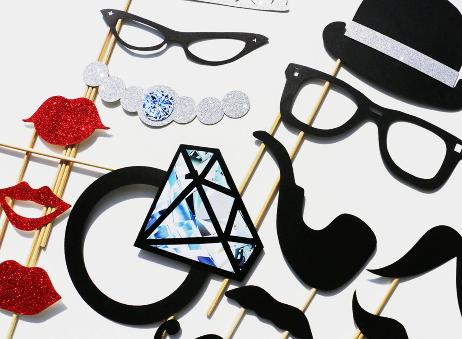 Best Wedding Photo Booth Prop 15 Piece GLITTER Set Etsy