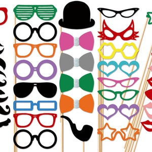 Photo Booth Party - 40 Piece Party Set - Wedding PhotoBooth Props