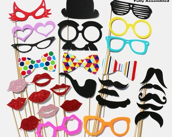 Wedding Photo Booth Props 30 Piece Set - Party Photo Props - Wedding Party Favor