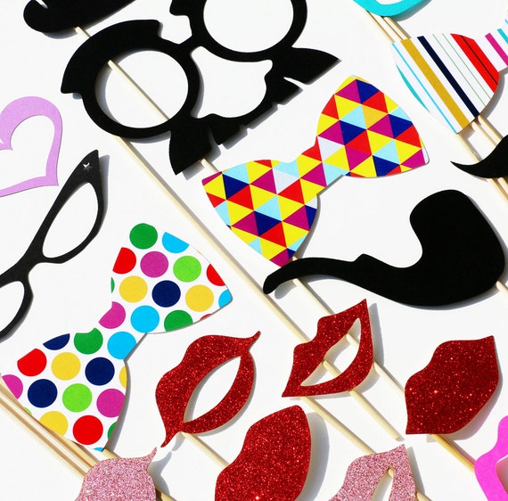 66 Piece Photo Booth Props Kit - Graduation Wedding Party Supplies With Hats & Glasses