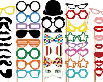 Photo Booth Props - Best Wedding 40 Piece  Photo Props set  - Photobooth Party Props