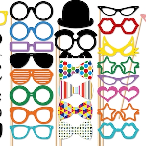 Wedding Photo Booth Props - 40 Piece Photo Booth Props Set
