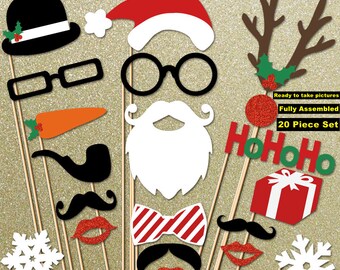 Christmas Tree Decor - Holiday Decor - Christmas Photo Props 20 Piece Set - Holiday Decorations Photo Booth Props