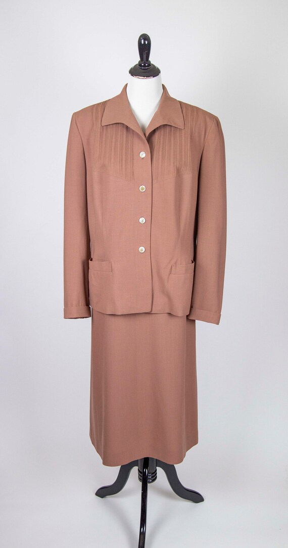 40s Printzess Clay Brown 2 Piece Wool Gabardine Sk