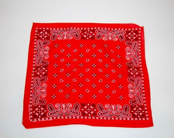 50s 60s Red Paisley Tower Fast Color Cotton Bandana RN 13960