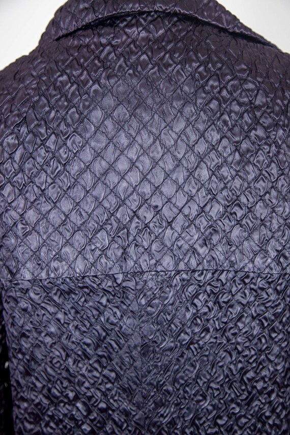 60s Lilli Ann Quilted Black Satin Double Breasted… - image 7