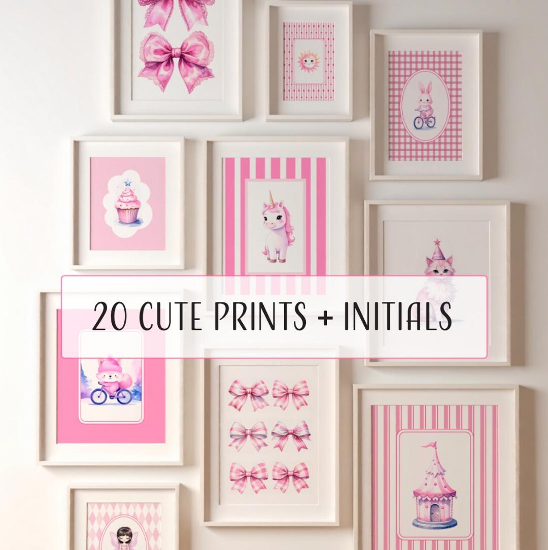Hot Pink Nursery Wall Art Set of 20 Girl Room Prints Baby Girl Nursery ...