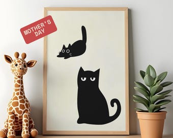 Arte de parede elegante e original para o Dia das Mães com a temática de mãe gata sarcástica - Download digital instantâneo