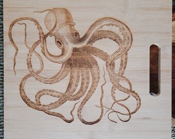 Vintage Octopus Bamboo Wood Cutting Board