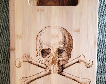 Antique Pirate Skull and Crossbones Bamboo Wood Cutting Board