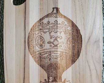 Steampunk Hot Air Balloon Teak Wood Cutting Board