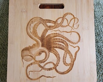 Vintage Octopus Bamboo Wood Cutting Board