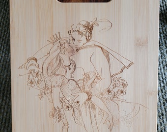 Romeo and Juliette Kiss Bamboo Wood Cutting Board