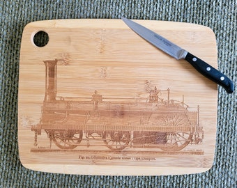 Antique Steampunk Train Bamboo Cutting Board