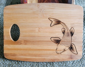 Koi Fish Bamboo Wood Cutting Board